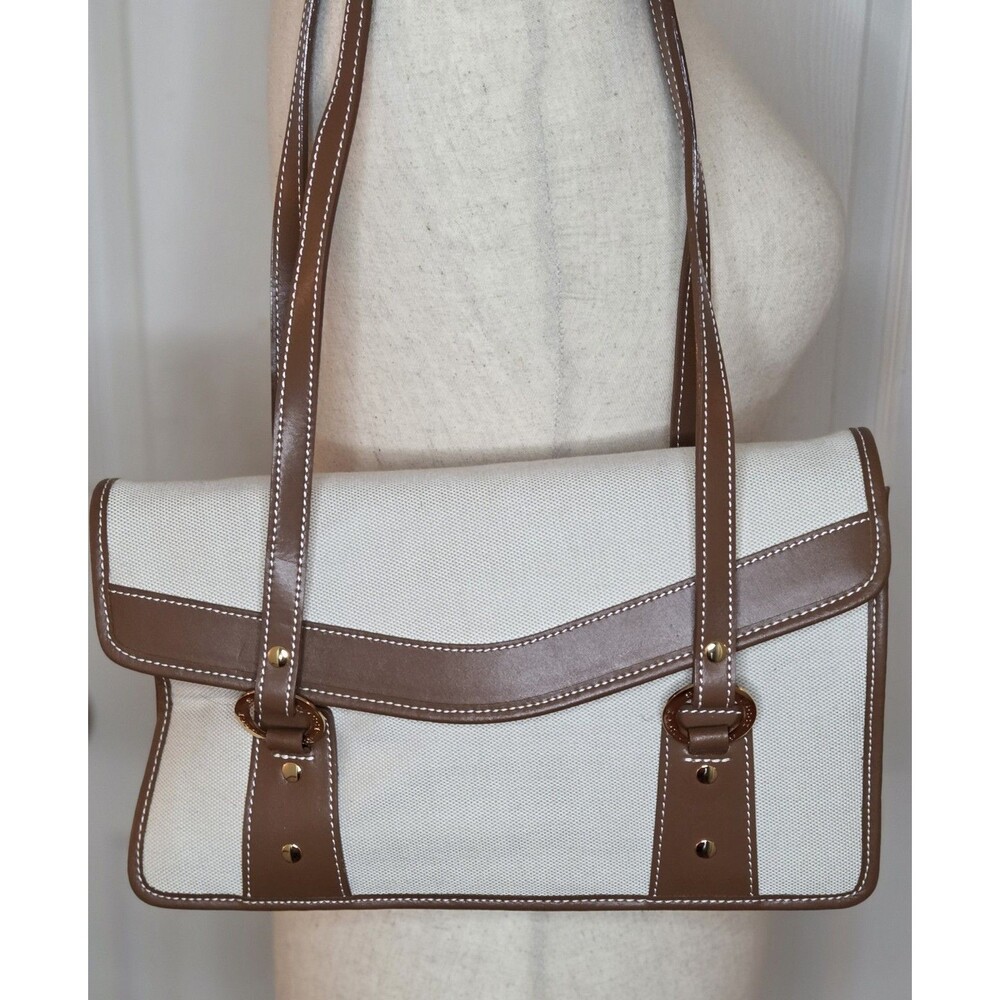 Susan Lucci Canvas/Leather Shoulder Bag in Beige/Brown NWOT